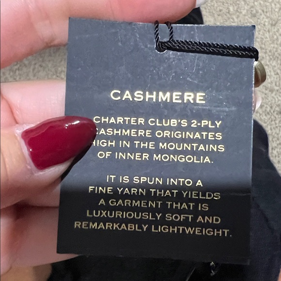 NWT $200 100% cashmere Charter Club Black Cardigan with Sparkling Accents - Picture 10 of 10